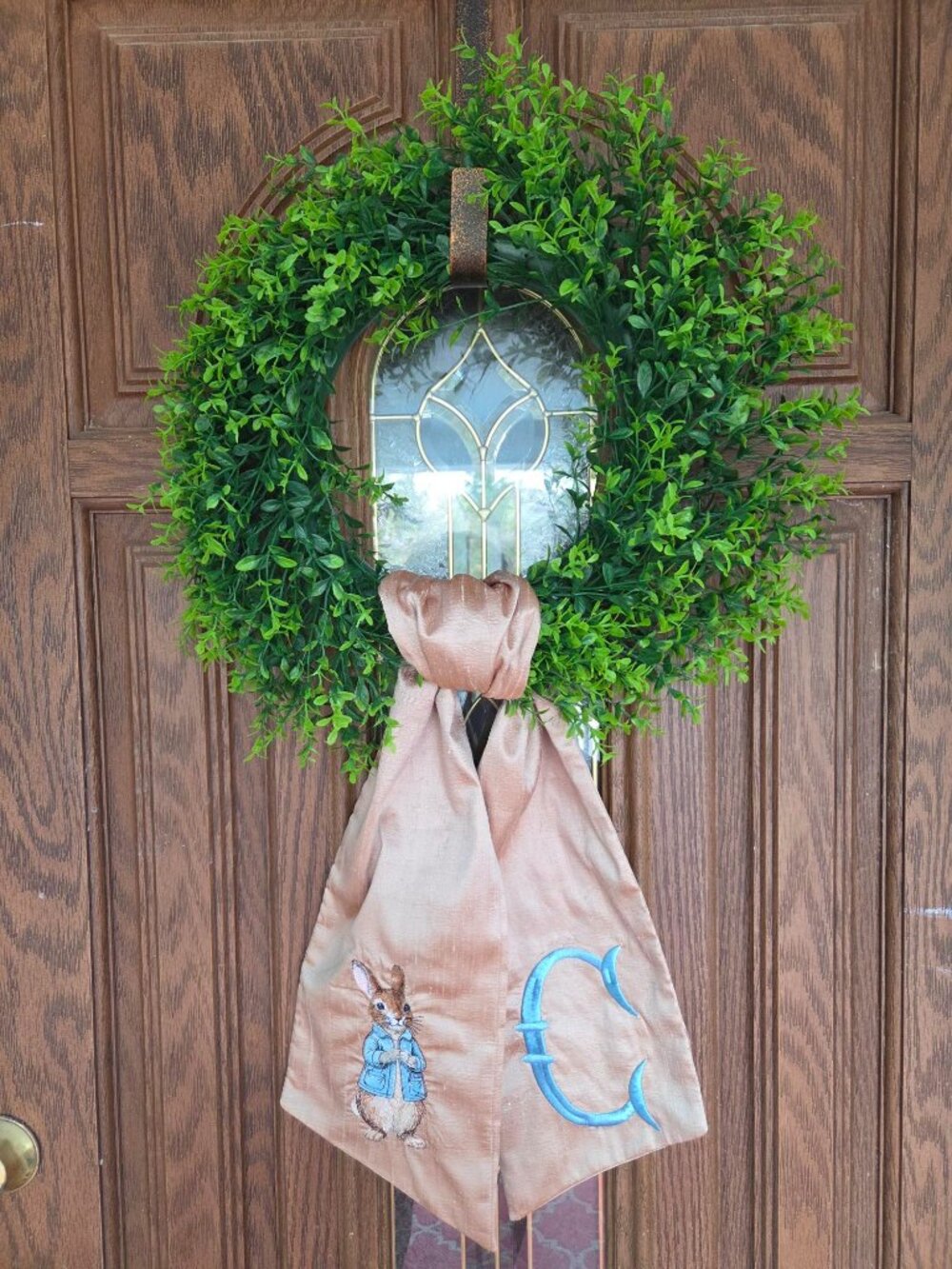 New Easter Bunny Wreath Sash--Peter Rabbit and Initial C-$40, plus shipping.